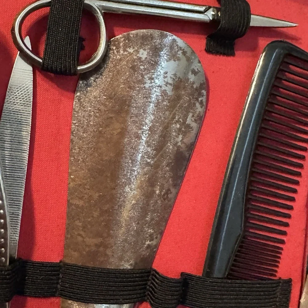 Vintage Dopp‎ Men's Black Leather Travel Grooming Kit Case